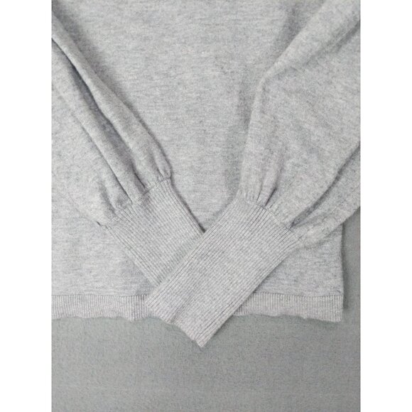 MAGASCHONI Womens Sweater SZ M Balloon Puff Sleeve Gray Knit Minimal Neutral - Picture 8 of 9
